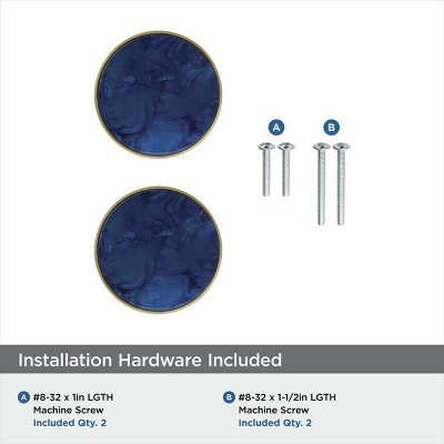 Gold and Navy Blue Round Zinc Cabinet Knob Set