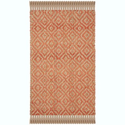 Handmade 3' x 5' Orange and Natural Jute Geometric Rug