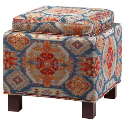 Shelly Square Storage Ottoman With Pillows Red