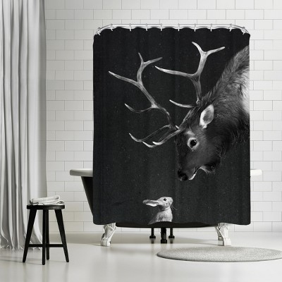 Americanflat Elk&Rabbit by Laura Grave 71" x 74" Shower Curtain