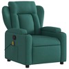 vidaXL Dark Green Fabric Massage Recliner - Manual Armchair with Vibration, Convenient Cup Holders, Side Pocket, Comfortable Padded Seating - 3 of 4