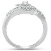 Pompeii3 1/3 Ct Diamond Engagement Ring Twist Halo Wedding Band Set 10 White Gold - 3 of 4