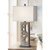 Franklin Iron Works Driftwood 32 1/2" Tall Large Rectangular Modern Coastal End Table Lamp Textured Wood Finish Single White Shade Living Room Bedroom - 2 of 4
