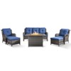 POCASSY 6-Piece Outdoor Furniture Set with 50000BTU Propane Fire Pit, All Weather Wicker Patio Fire Pit Table Set with 3-Seater Sofa and Club Chair - 3 of 4