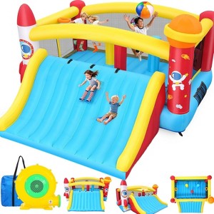 HOMDOX 13.3 x 13.4 x 7.14 FT Bounce House Updated Large Slide w/Air Blower/Jump Area/Basketball Hoops/840+420D Thickened Material Idear for Kids 3-12 - 1 of 4