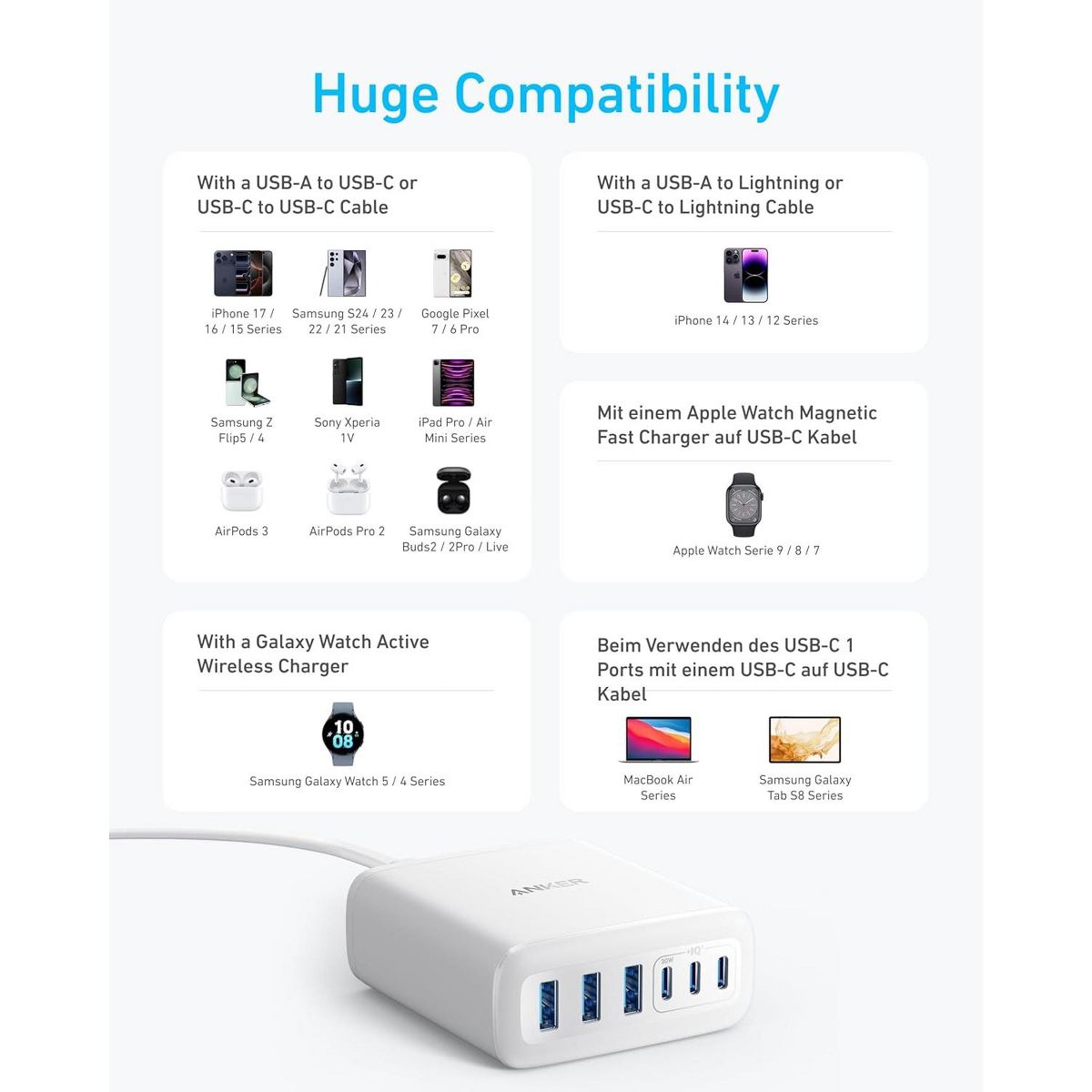 Anker Desktop Charger, Fast Charging USB C Charger - thumbnail 6