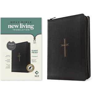NLT Compact Giant Print Zipper Bible, Filament Enabled (Leatherlike, Black Cross, Indexed, Red Letter) - (Leather Bound) - 1 of 1