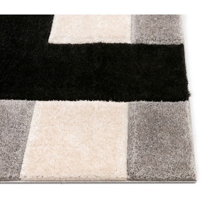 San Francisco Black Geometric 8' x 10' Shag Area Rug