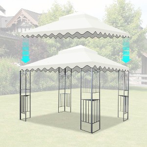 10x10 Ft Outdoor Patio Gazebo Replacement Canopy,Double Tiered Gazebo Tent Roof Top Cover Only wavy border(Frame Not Include) - 1 of 4
