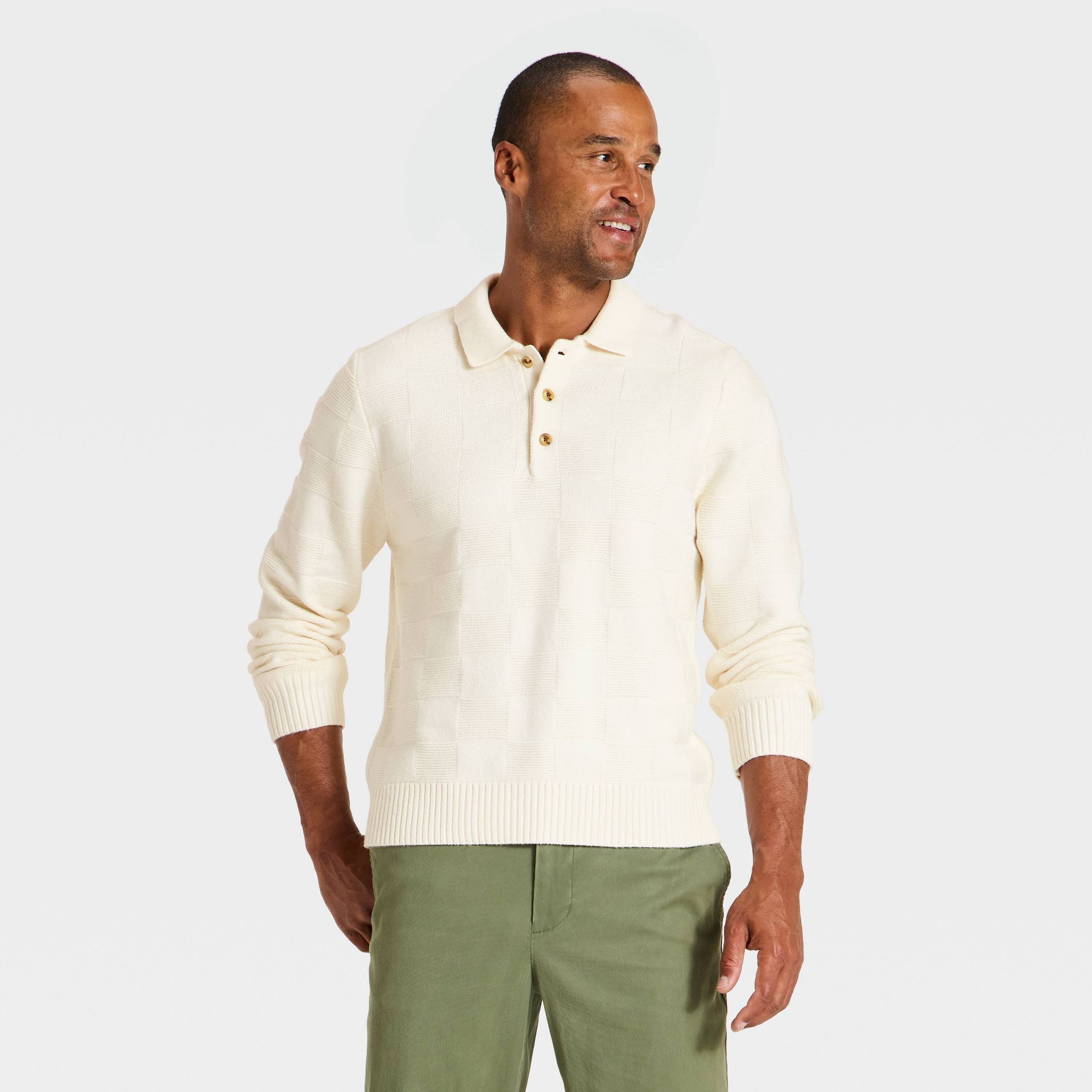 Men's Checker Texture Sweater Polo - Goodfellow & Co™