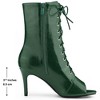 BLISSFUL STEP Women's Lace Up Peep Toe Stiletto Heel Ankle Boots - 2 of 4