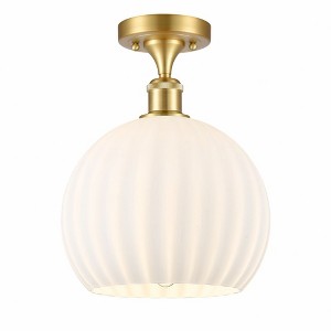 White Venetian - 1 Light Semi-Flush Mount In Modern Style-13 Inches Tall and 10 Inches Wide - 1 of 1
