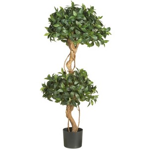 4Ft Silk Topiary Tree - Double Ball Sweet Bay Indoor Outdoor Decor - 1 of 4
