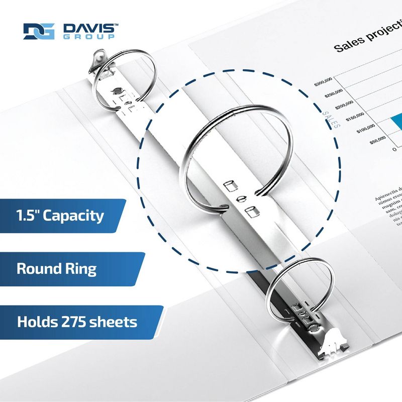 Davis Group 6pk 1.5&#34; Premium Economy Round Ring Binder White, 3 of 9
