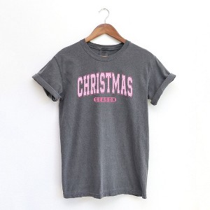 Simply Sage Market Women's Pink Christmas Season Short Sleeve Garment Dyed Tee - 1 of 2