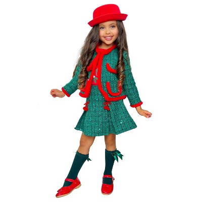 Made For Fashionistas Sequined Tweed Blazer and Skirt Set Mia Belle Girls