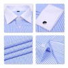Cloudstyle Men's Dress Shirt Slim Fit Button Down Stripe Checked Shirt - 4 of 4