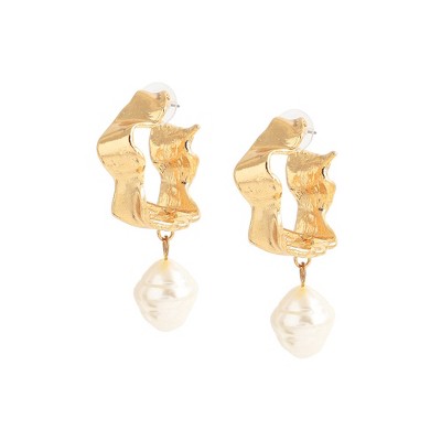SOHI Women's Gold Abstract Hoop Earrings