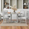 5-Piece Round Dining Table Set for 4 with Upholstered Chairs, Retro Solid Wood Kitchen Table Set with Radial Wood Grain Top for Dining Room - 2 of 4