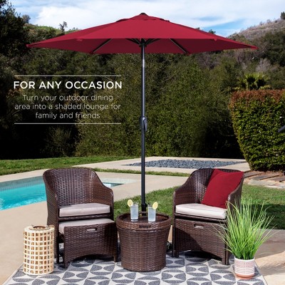 Burgundy 7.5ft Heavy-Duty Outdoor Market Patio Umbrella with Steel Pole