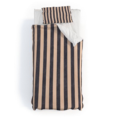 Deny Designs 2pc Twin/Twin XL Daniel Coulmann Stripes 001 P Basaltic Duvet and Sham Set