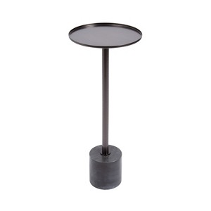 Kate and Laurel Vanora Metal and Marble Drink Table, 10x10x24, Pewter and Black - 1 of 4