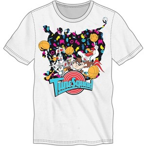 Space Jam Tune Squad Fitted White Tee, Looney Tunes Basketball Team Shirt, 90s Style Adult - 1 of 2