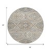 HomeRoots 8' Beige Gold And Denim Blue Round Floral Washable Indoor Outdoor Area Rug - 3 of 4