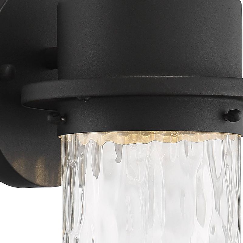 Possini Euro Design Modern Wall Light Sconce Textured Black Hardwired 5 3/4" Fixture LED Clear Hammered Glass for Bedroom Vanity, 2 of 6