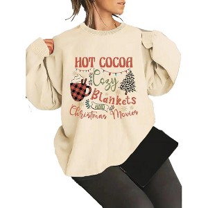 Plus Size Sweatshirts Funny Sayings Holiday Shirts Crew Neck Long Sleeve Plus Size Christmas Pullover Sweatshirts Slogan Plus Size Sweatshirts - 1 of 4