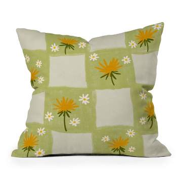 16"x16" Lane And Lucia Dandelion Checkerboard Square Throw Pillow Green - Deny Designs