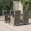 vidaXL 5 Piece Patio Dining Set - Black & Gray Poly Rattan - Cushioned Reclining Seats - Tempered Glass Tabletop - Garden, Patio, Deck Furniture - 2 of 4