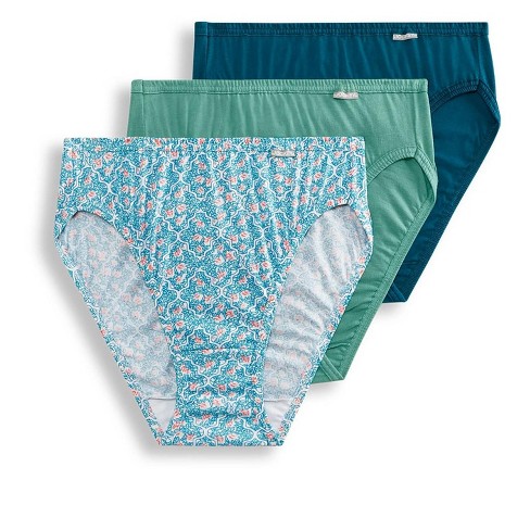 Jockey Womens Plus Size Elance French Cut 3 Pack Underwear Cuts 100% cotton  11 Meadow Green/Trellis/Teal Oasis