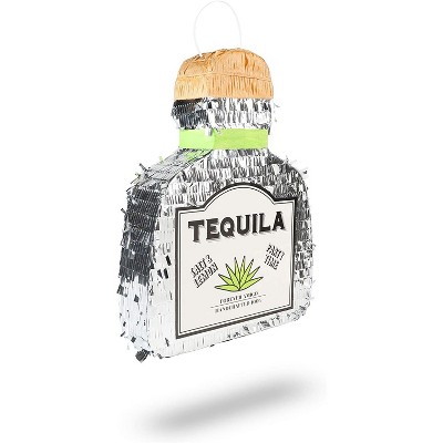 Tequila Bottle Pinata for 21st Birthday, Mexican Fiesta, Cinco de Mayo Party Supplies Decorations, Adults 16.5 x 13 inches