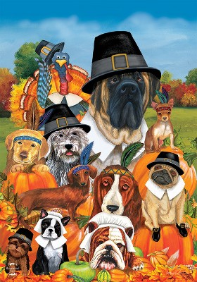 thumbnail image 2 of Give Thanks Dogs Thanksgiving Garden Flag – Briarwood Lane – 28" X 40" Polyester 2 of 5