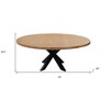 HomeRoots 60" Natural And Black Rounded Solid Wood And Iron Pedestal Base Dining Table - 3 of 4