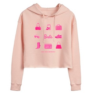 Women's - Barbie - Iconic Purse, Shoes, Sunglasses, & Boombox Cropped Graphic Hoodie - 1 of 2