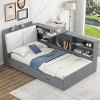 1Pc Storage Platform Bed, Solid Wood Frame with Upholstered Headboard & 2 Drawers for Bedroom - Baofuwish - 2 of 4