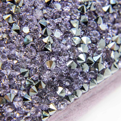 Lavender Velvet Rhinestone Oversize Lumbar Throw Pillow 14x20