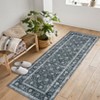Washable Area Rug for Entryway Moss Soft Non-Slip Indoor Door Mat Distressed Floral Low-Pile Kitchen Rugs - 3 of 4