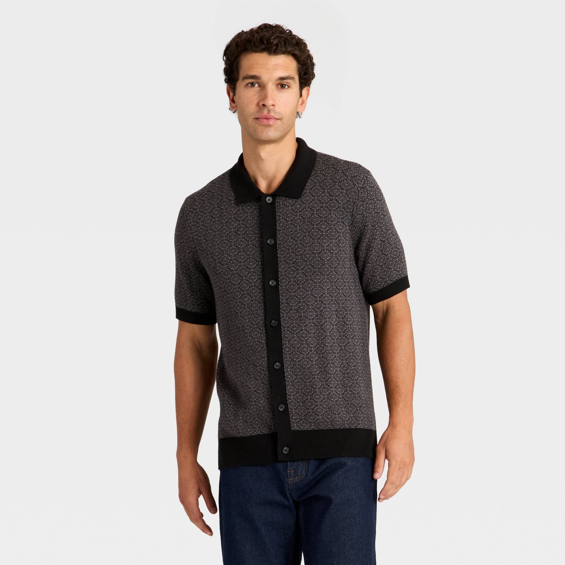 Men's Short Sleeve Full Button Sweater - Goodfellow & Co™