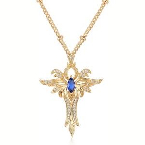 14K Gold Plated Charm Necklace – Dainty Bird, Cross, Heart & Moon Pendant for Women - 1 of 4