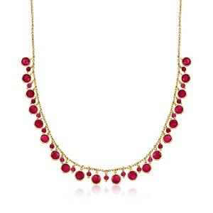Ross-Simons 16.90 ct. t.w. Ruby Drop Necklace in 18kt Gold Over Sterling Size 18 - 1 of 4