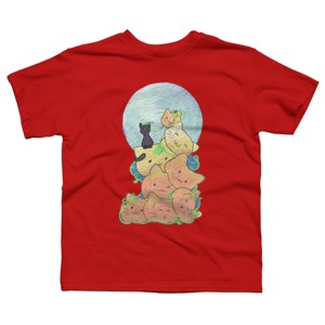 Boy's Design By Humans Cat Pumpkin Pile By AwkwardDragon T-Shirt - 1 of 3