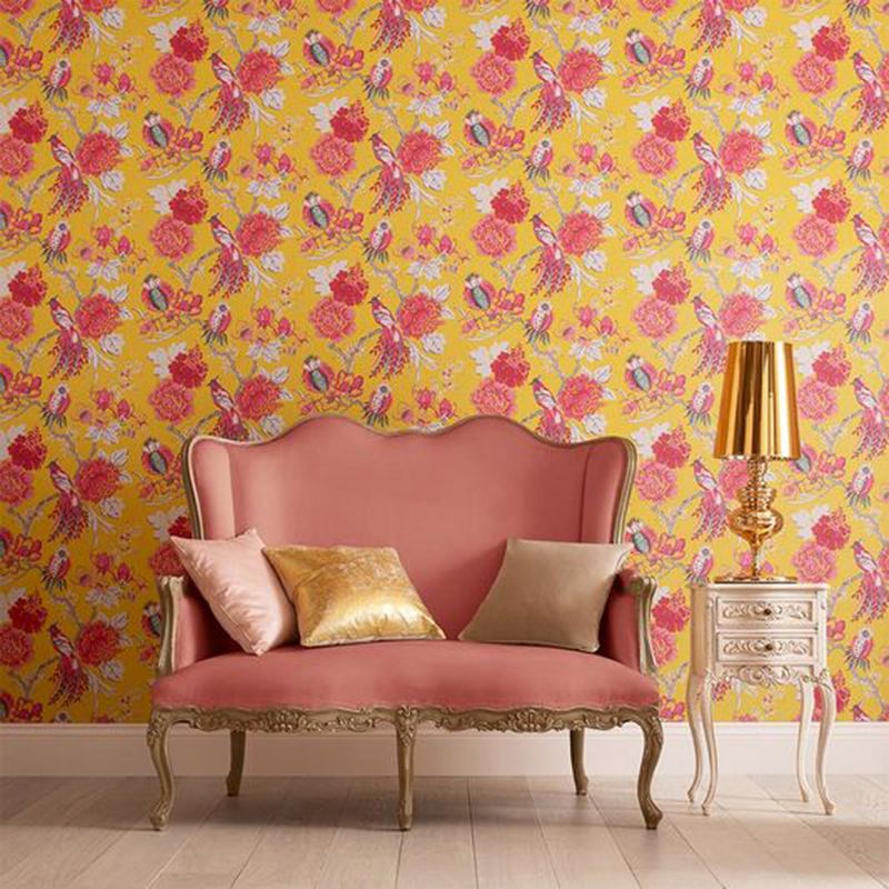Chinoiserie Canary Yellow Floral Paste the Wall Wallpaper, 2 of 5