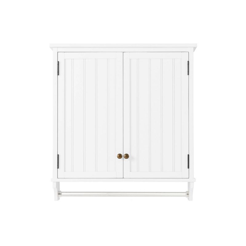 Dover Wall Mounted Bathroom Storage Cabinet with Two Doors and Towel Rod White - Alaterre Furniture, 1 of 9