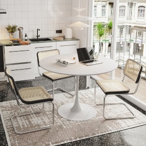 47.24"Modern Round Dining Table,Four Patchwork Tabletops with Solid Wood Grain Table Top - 1 of 4