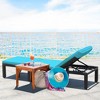 Tangkula Adjustable Rattan Patio Chaise Lounge Chair Couch w/ Turquoise Cushion - 4 of 4