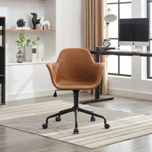 NicBex Home Office Chair with Adjustable Height Modern PU Leather Computer Chair with Fixed Arms and Back Support for Office, Study, Bedroom - 1 of 4