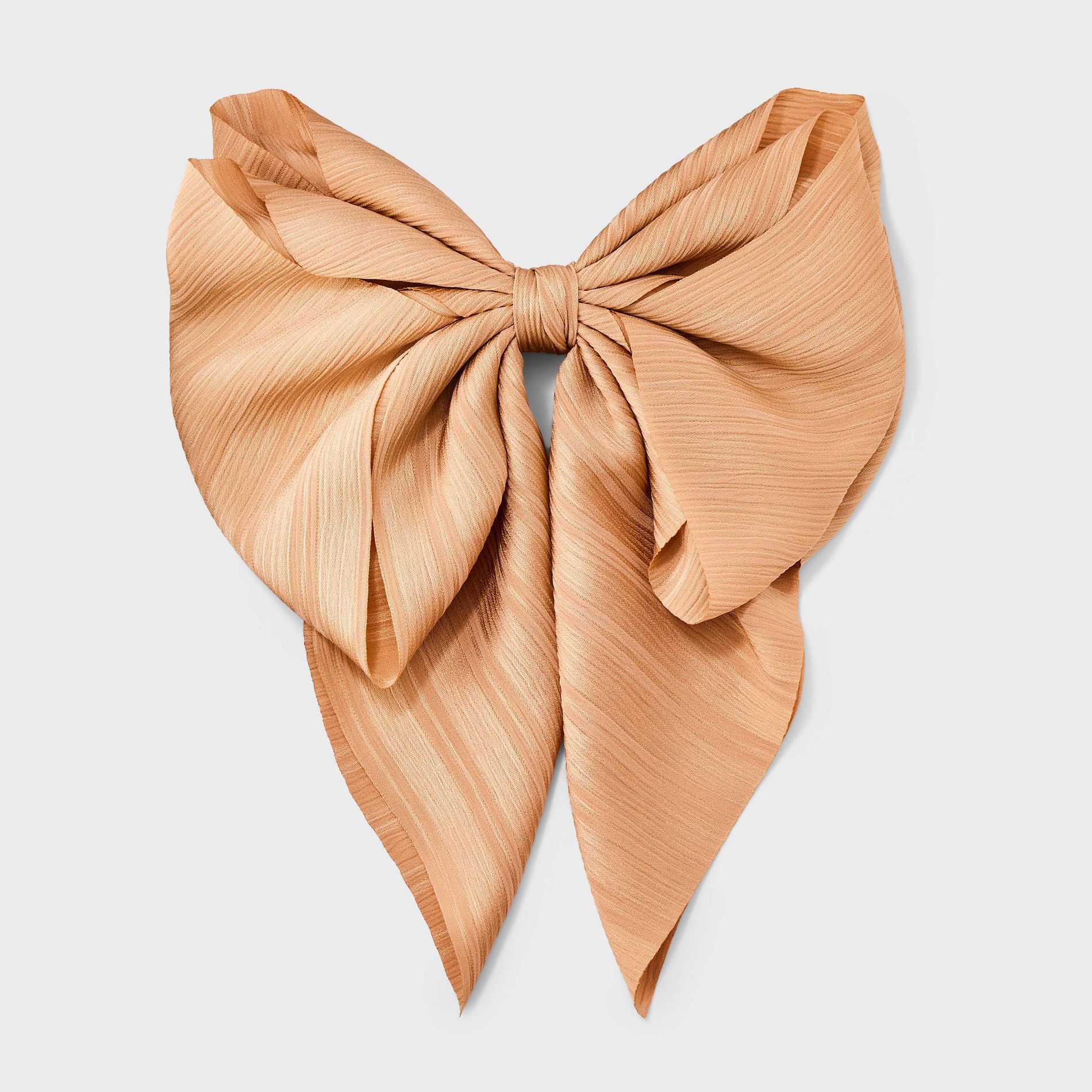 Pleated Satin Bow Barrette - A New Day™ Peach